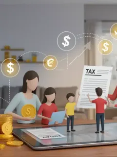 Family reviewing 2026 tax documents for deductions and credits