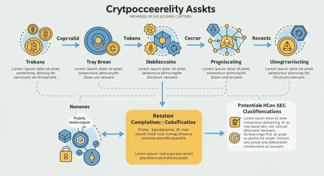 Infographic showing crypto asset types and their regulatory classification under new SEC rules.