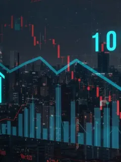 Graph showing a 10% real estate price correction forecast for 2026, with city skyline.