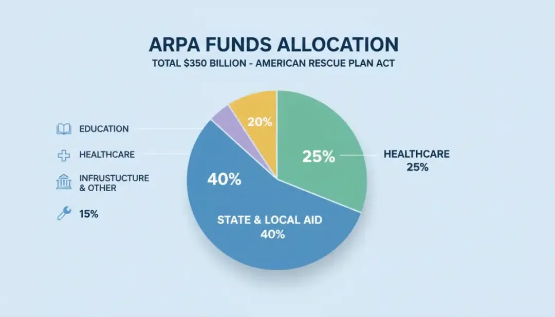 Infographic detailing ARPA fund allocation across key sectors