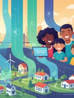 Illustration of American families receiving financial benefits from ARPA program