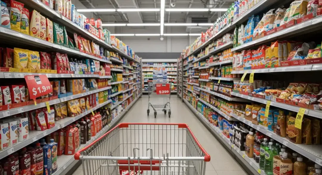 Consumers facing rising prices in a grocery store due to inflation