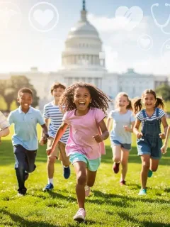 Children playing happily, symbolizing health coverage from CHIP Program 2026.