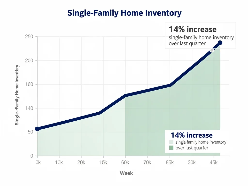 Graph illustrating a 14% surge in single-family home inventory