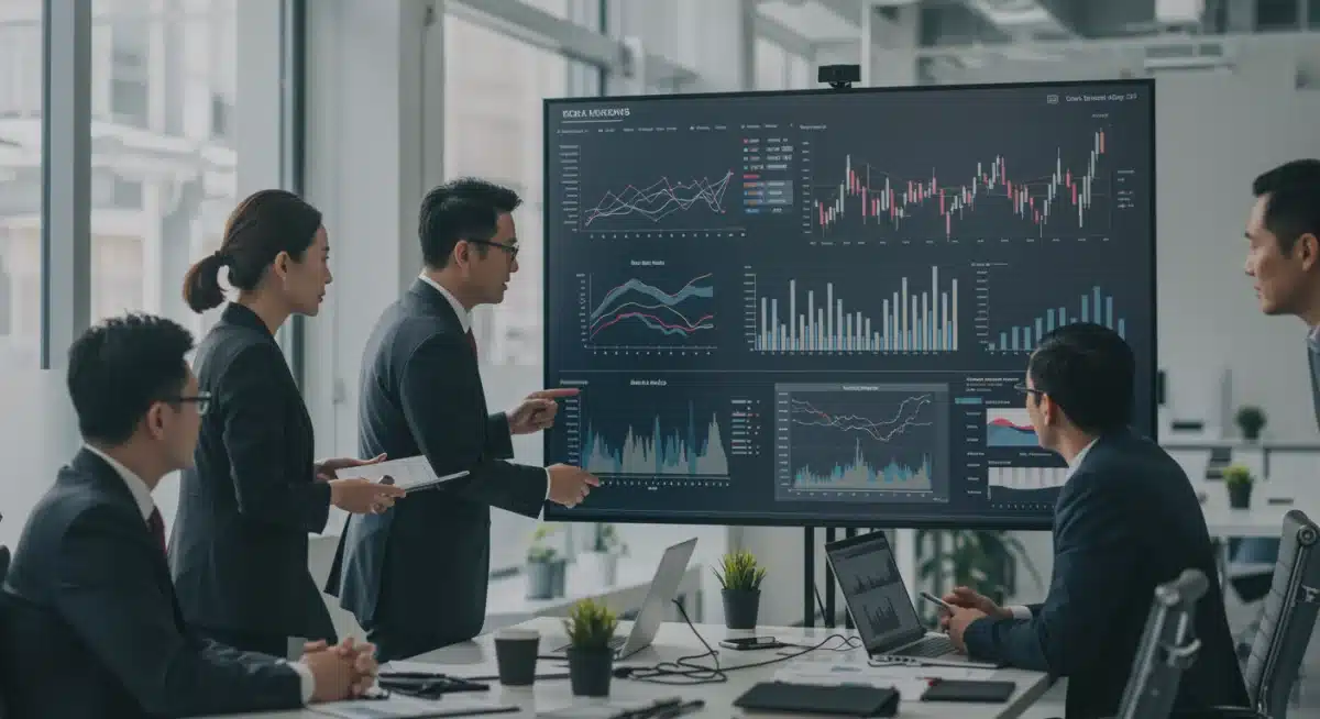 Investors analyzing real estate market data and trends for strategic decisions.