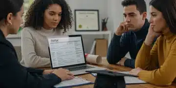 Family reviewing 2026 FAFSA changes on laptop for college aid